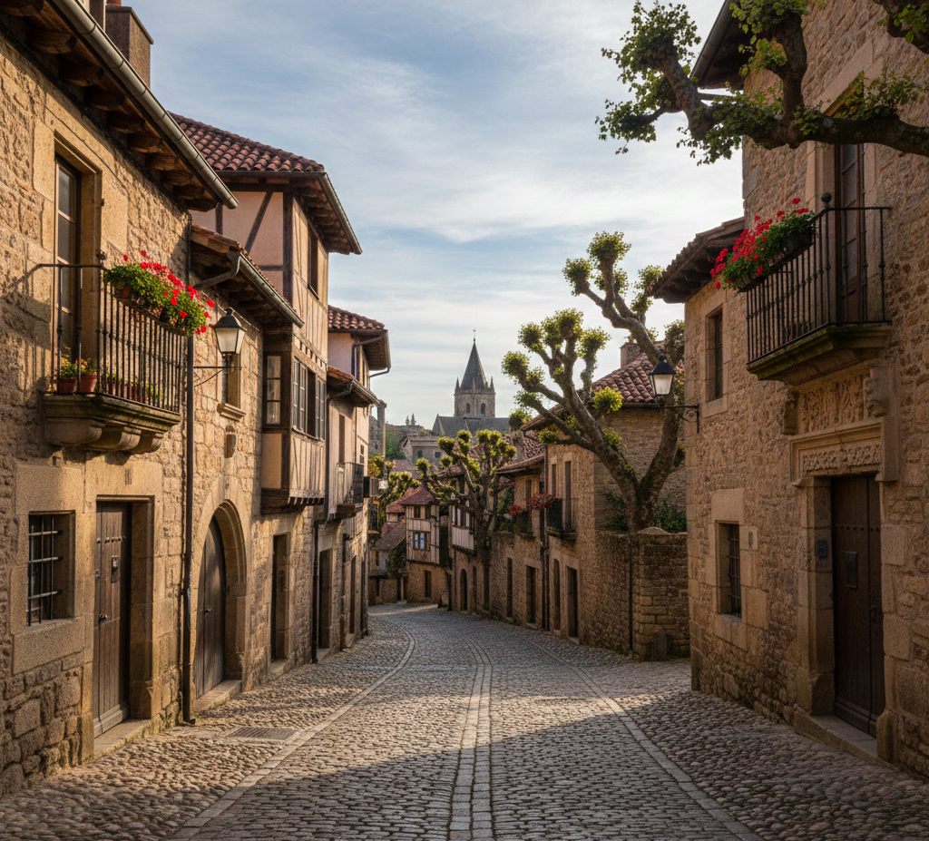 Historic European architecture and cobblestone streets